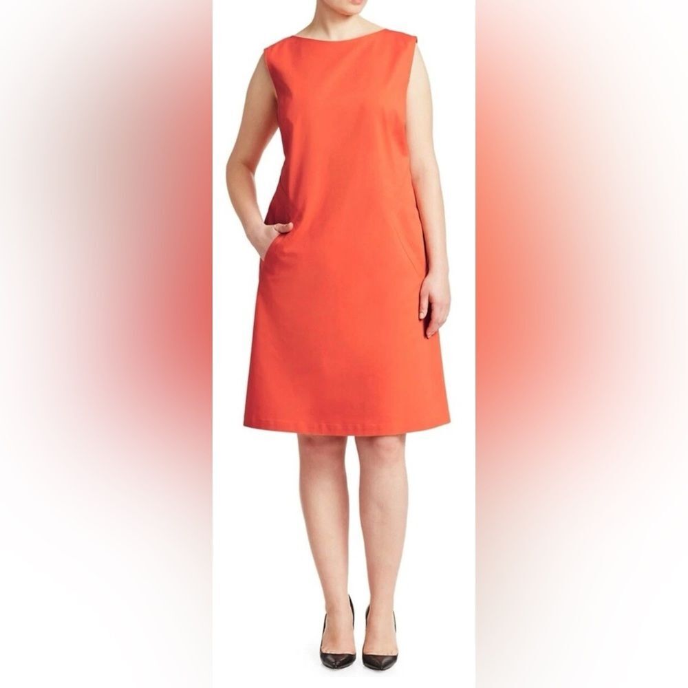 Lafayette 148 NY Ensley Angled Pocket Sheath Dress Coral Orange Size 6 NWOT